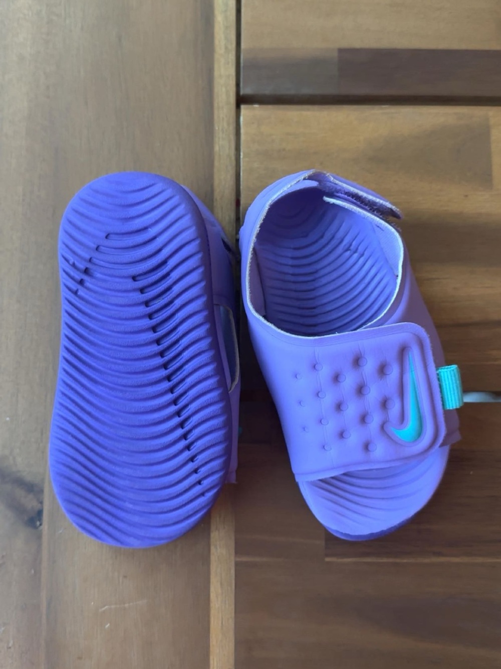 Nike Kids Purple Velcro Sandals with Teal Accent | Toddler 5c